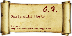 Oszlanszki Herta névjegykártya